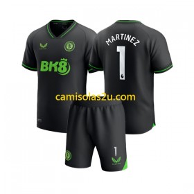 Camisolas de futebol Aston Villa Emiliano Martinez 1 Guarda Redes Criança Equipamento Principal 2023/24 Manga Curta